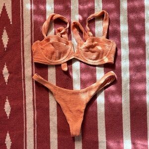 Monday swimwear Textured Orange Bikini Set (read description)